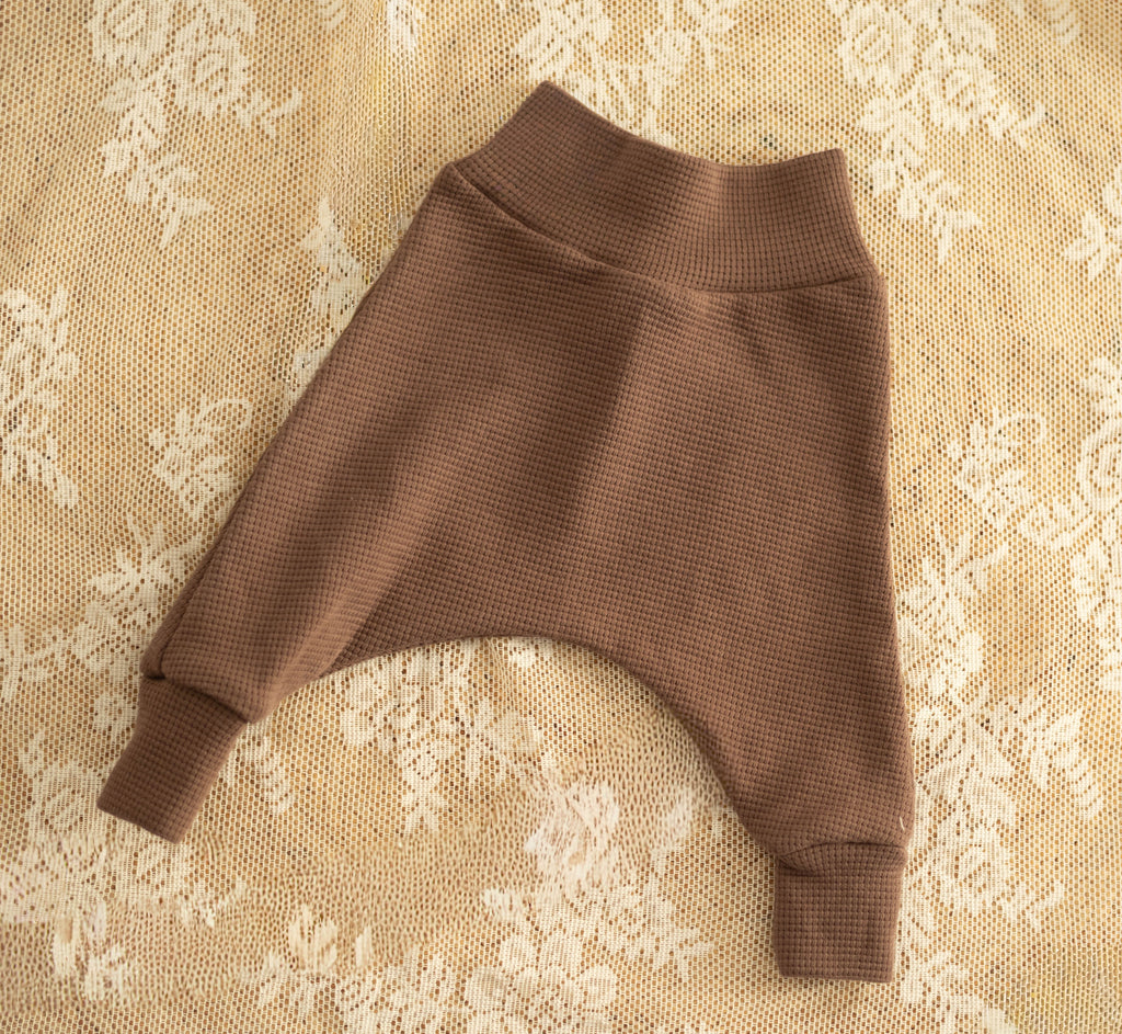 Oversized Sweatshirt mit Pumphose - Waffeljersey Braun - Größe 50/56 - Handgemacht