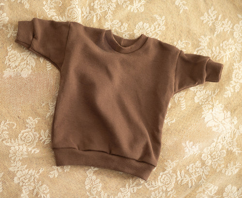 Oversized Sweatshirt mit Pumphose - Waffeljersey Braun - Größe 50/56 - Handgemacht