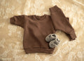 Oversized Sweatshirt mit Pumphose - Waffeljersey Braun - Größe 50/56 - Handgemacht